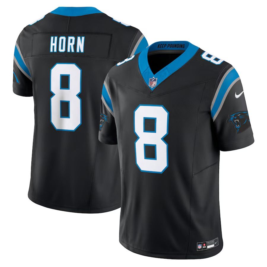 Men Carolina Panthers #8 Jaycee Horn Nike Black Vapor F.U.S.E. Limited NFL Jersey